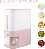 Stylish Pink Rice Dispenser - 22.5 Lbs Airtight Storage Container with Measuring Cup for Perfectly Fresh Rice