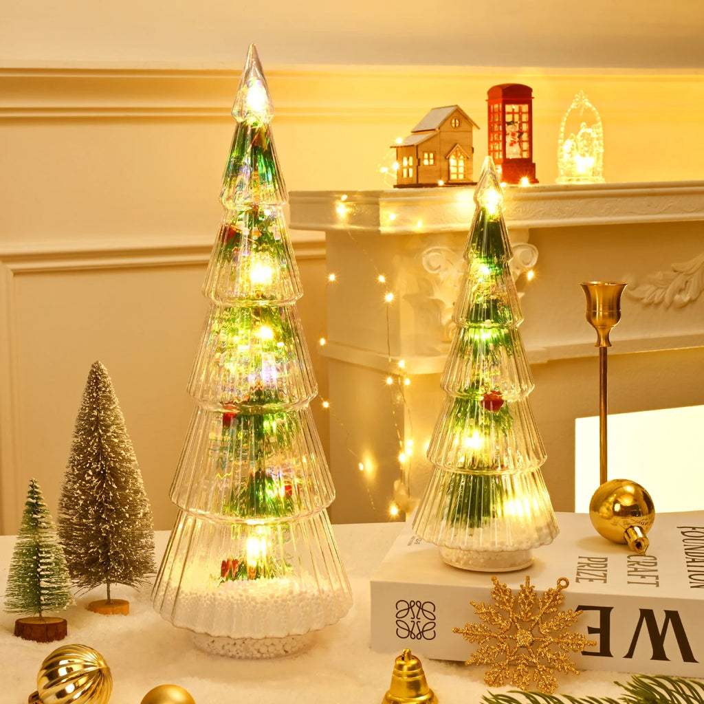2PCS Lighted Christmas Trees Small Tabletop Xmas Tree Decorations, Battery Operated, Indoor Home Decor for Party Table