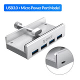 Aluminum Alloy USB 3.0 Hub with Clip Design, 4 Ports Travel Charger and Charging Station, 5Gbps Data Transmission