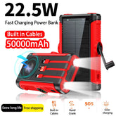 Power Up Anywhere: 50000mAh Solar Power Bank with 22.5W Magnetic Wireless Charging for iPhone MagSafe - Perfect for Camping Adventures!